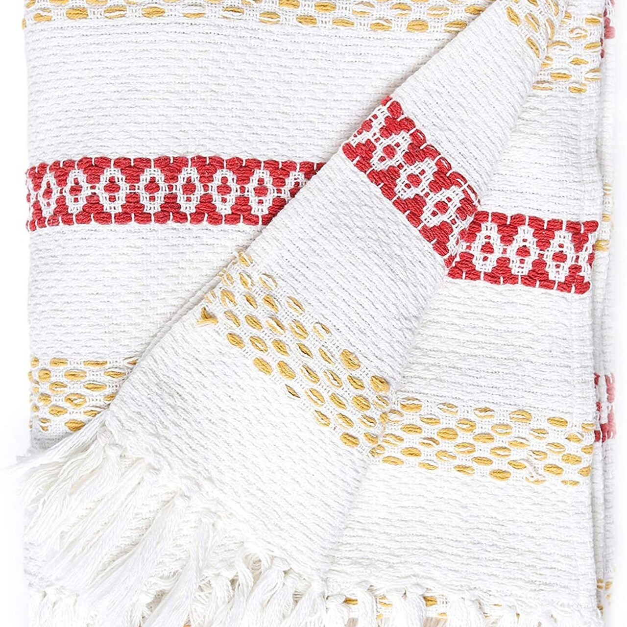 Edge Collections - 50" x 60" - White - Soft Cotton Throw Blanket for Stylish Home Interiors - 1 Piece